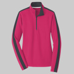 Ladies Sport Wick ® Textured Colorblock 1/4 Zip Pullover